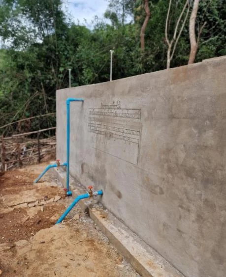 L’installation d’accès à l’eau réalisée dans le cadre du projet au Laos.