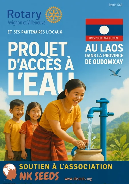 Affiche du projet d’accès à l’eau dans la province d’Oudomxay, au Laos, en soutien à NK SEEDS.