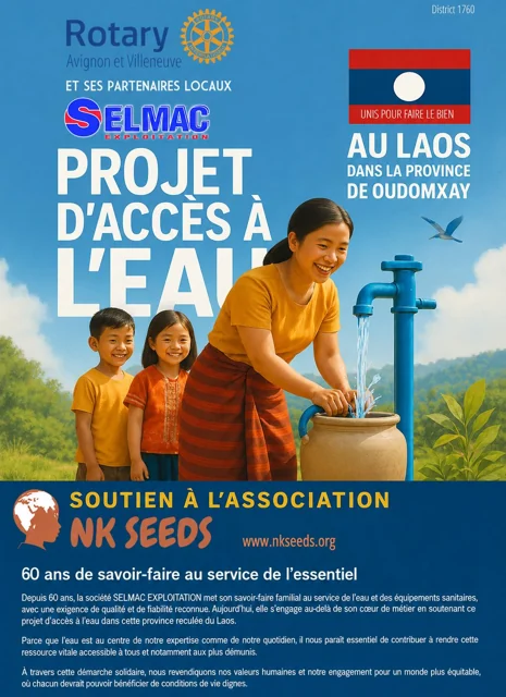 Affiche du mécénat SELMAC en faveur du projet d’accès à l’eau au Laos.